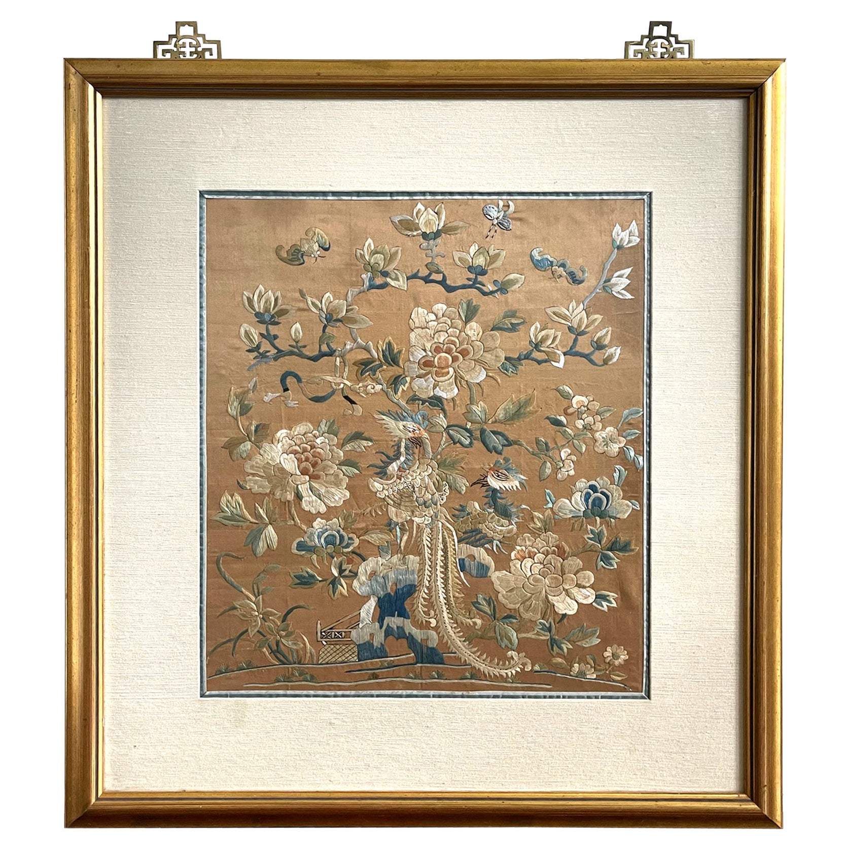 Framed Chinese Antique Silk Embroidery Panel