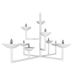 9 Cup Rectangular Chandelier with White Finish