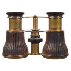 Antique 19th c. Ribbed Brass Opera Binoculars c.1880s