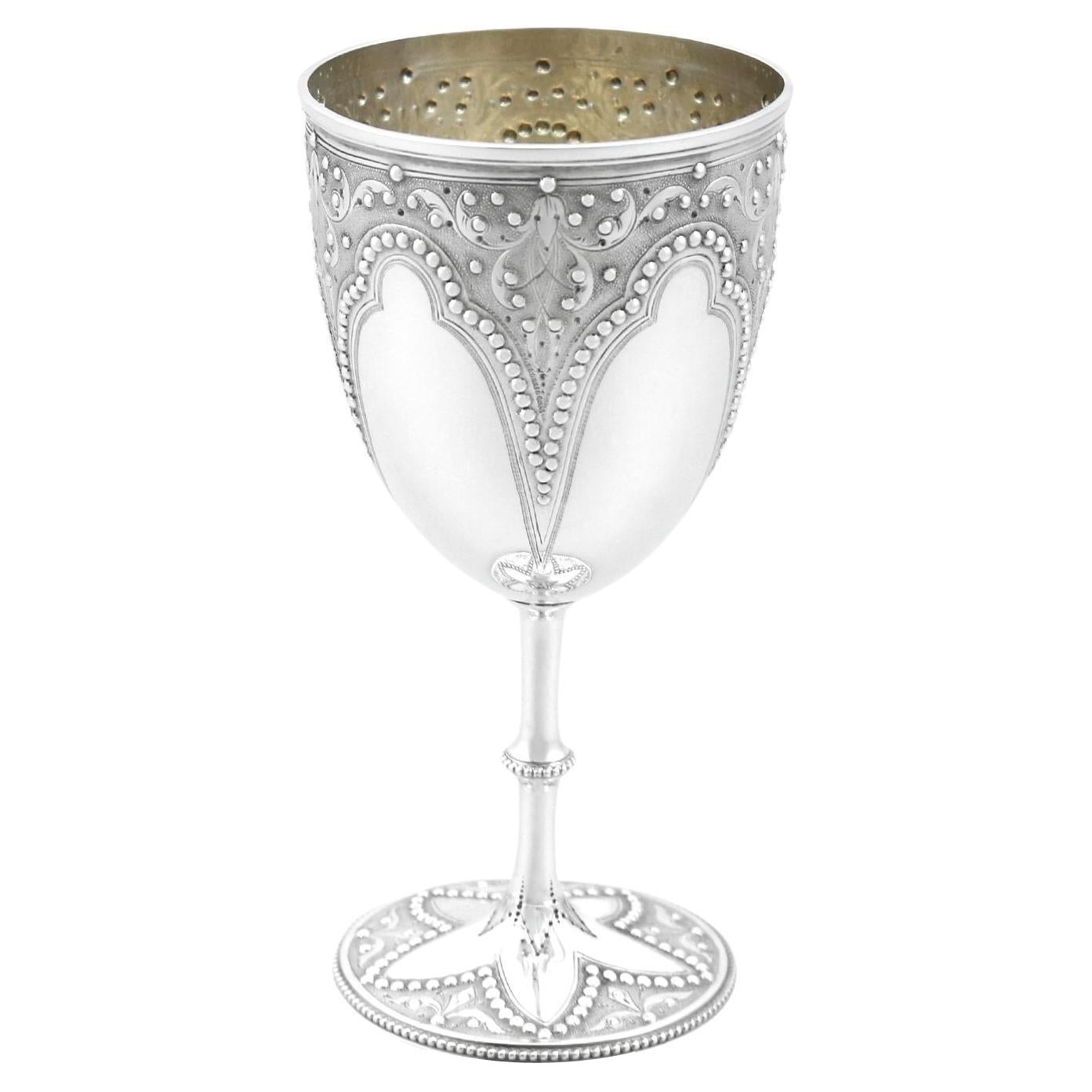 Antique Victorian Sterling Silver Wine Goblet For Sale