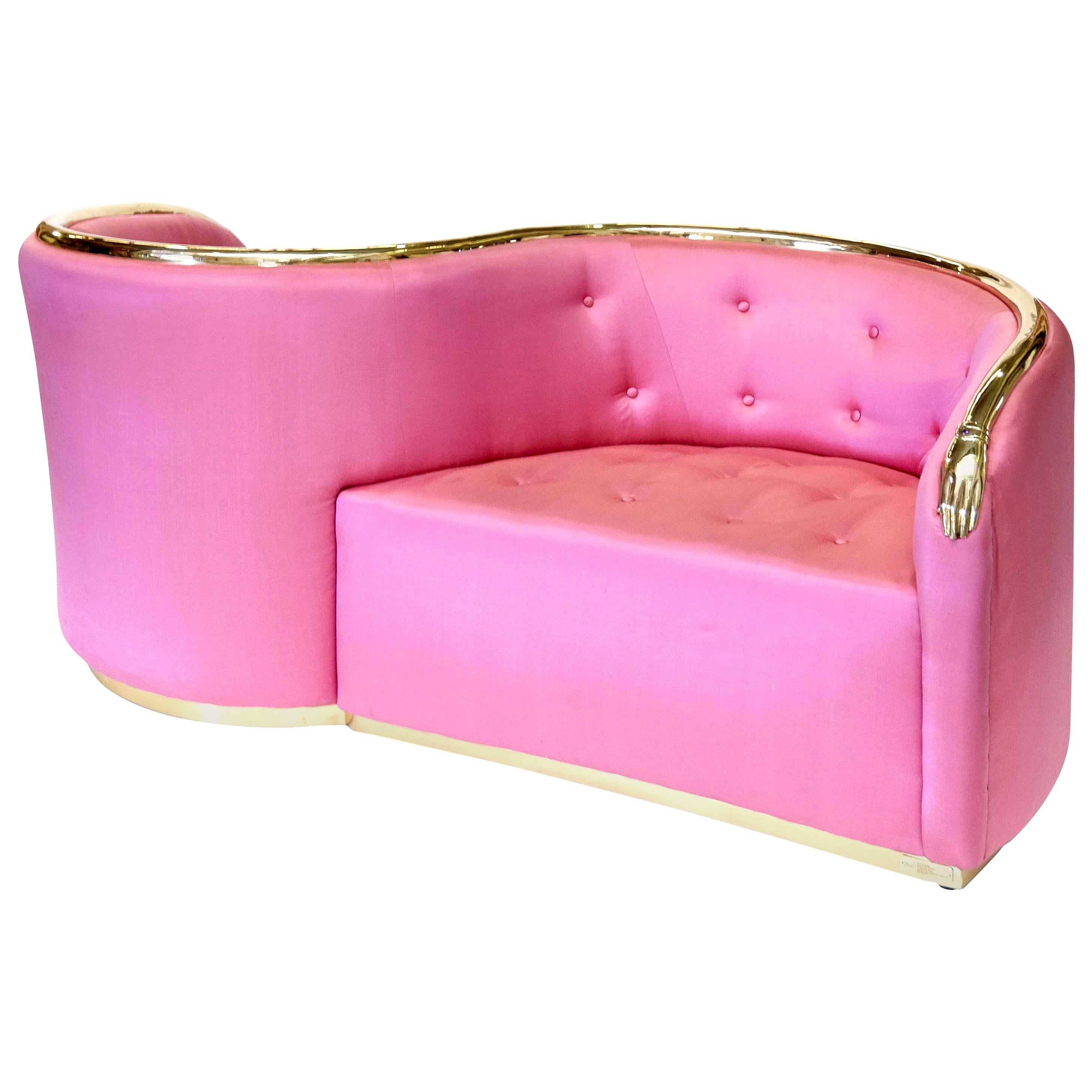 Salvador Dali Surrealist 'Vis-à-vis De Gala' Pink Upholstered Sofa, Nº 54