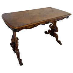 Antique Victorian Quality Burr Walnut Freestanding Centre Table