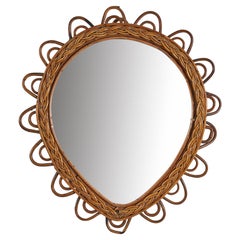 Vintage Italian Designer, Tear Drop Wall Mirror, Wood, Mirror, Italy, c. 1950s