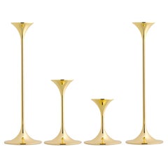 Set of Four Max Brüel 'Jazz' Candleholders, Steel with Brass Plating