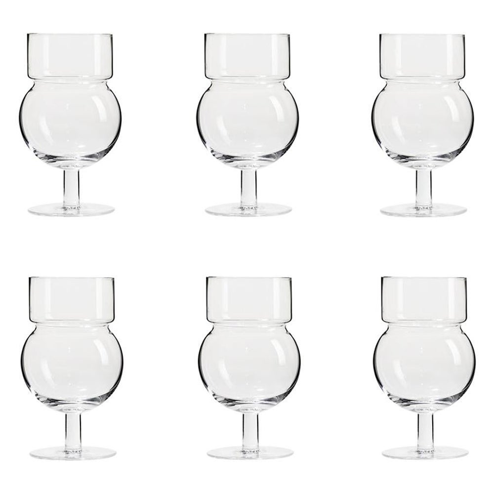 Set von sechs Joe Colombo 'Sferico' Glas-Tischgeschirr von Karakter im Angebot