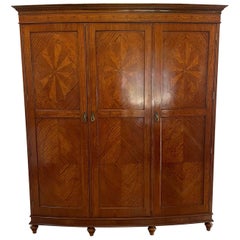 Outstanding Quality Antique Edwardian Satinwood Inlaid Bow Fronted Wardrobe