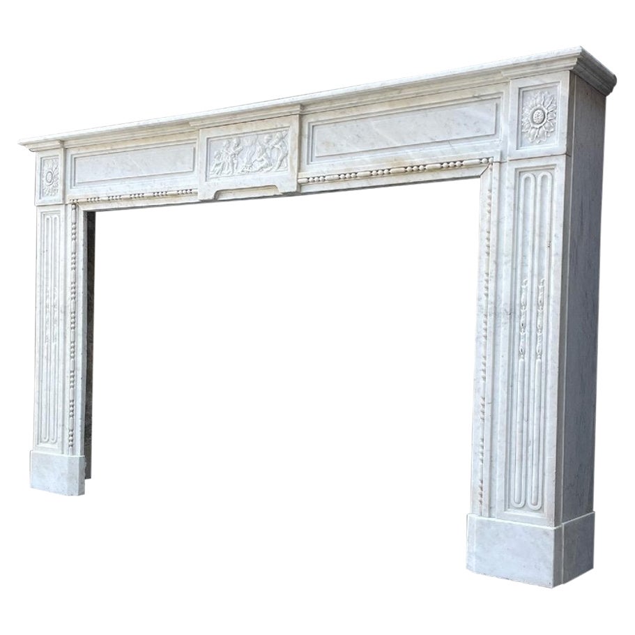 Louis XVI Fireplace in Carrara Marble For Sale