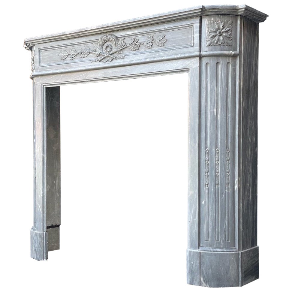 Louis XVI Style Fireplace In Turquin Blue Marble Circa 1900