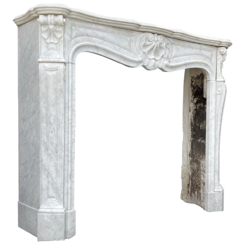 Louis XV Style Fireplace in Carrara Marble circa 1900