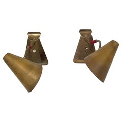 Pair of Mid Century French Brass Wall Lights in the Style Maison Lunel, 1950s