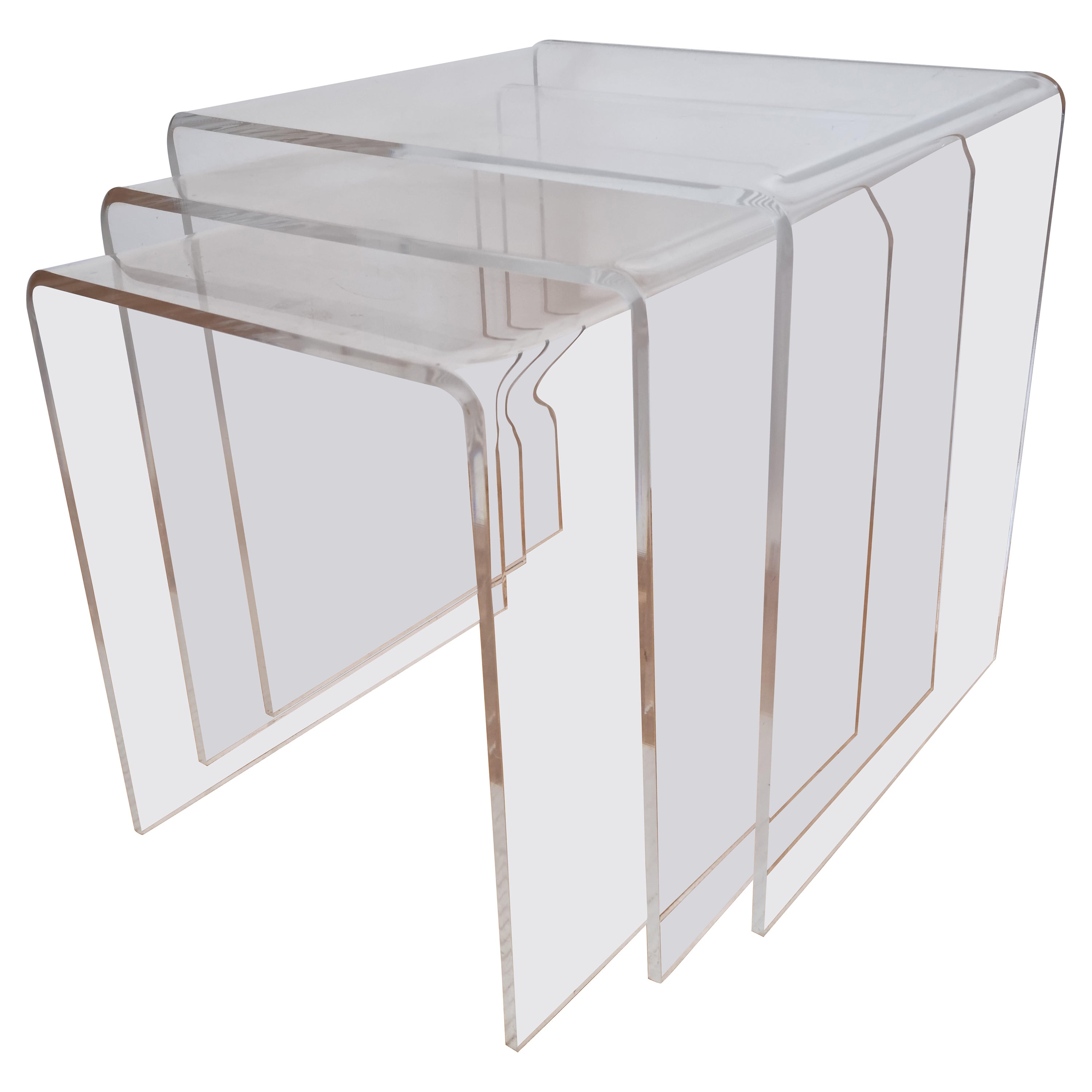 Mid Century Nesting Tables, Plexiglass, Italy, 1970s For Sale