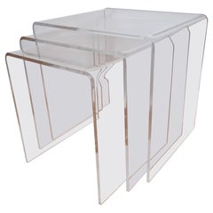 Mid Century Nesting Tables, Plexiglass, Italy, 1970s