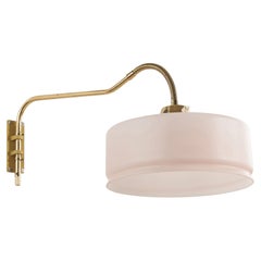 Swedish Designer, Adjustable Wall Light, Brass, Glass, Sweden, C. 1950s