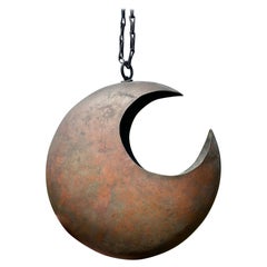 Japanese Antique Small "Crescent Moon" Lantern with Antique Suspension Chain