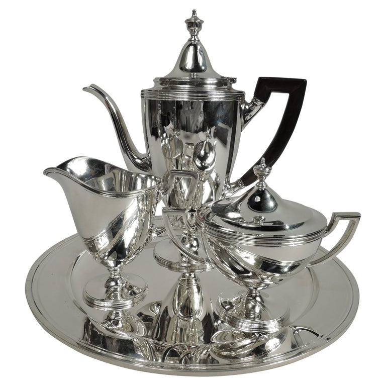 Tiffany American Classical Sterling Silver 3Piece Coffee Set on Tray