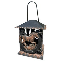 Hard to Find Japanese Horse Shoe Hand Cast Garden Lantern