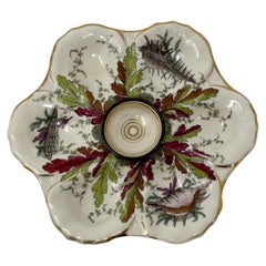 Antique Continental Porcelain Ruby, Gold & Green Oyster Plate, Circa 1890-1910.
