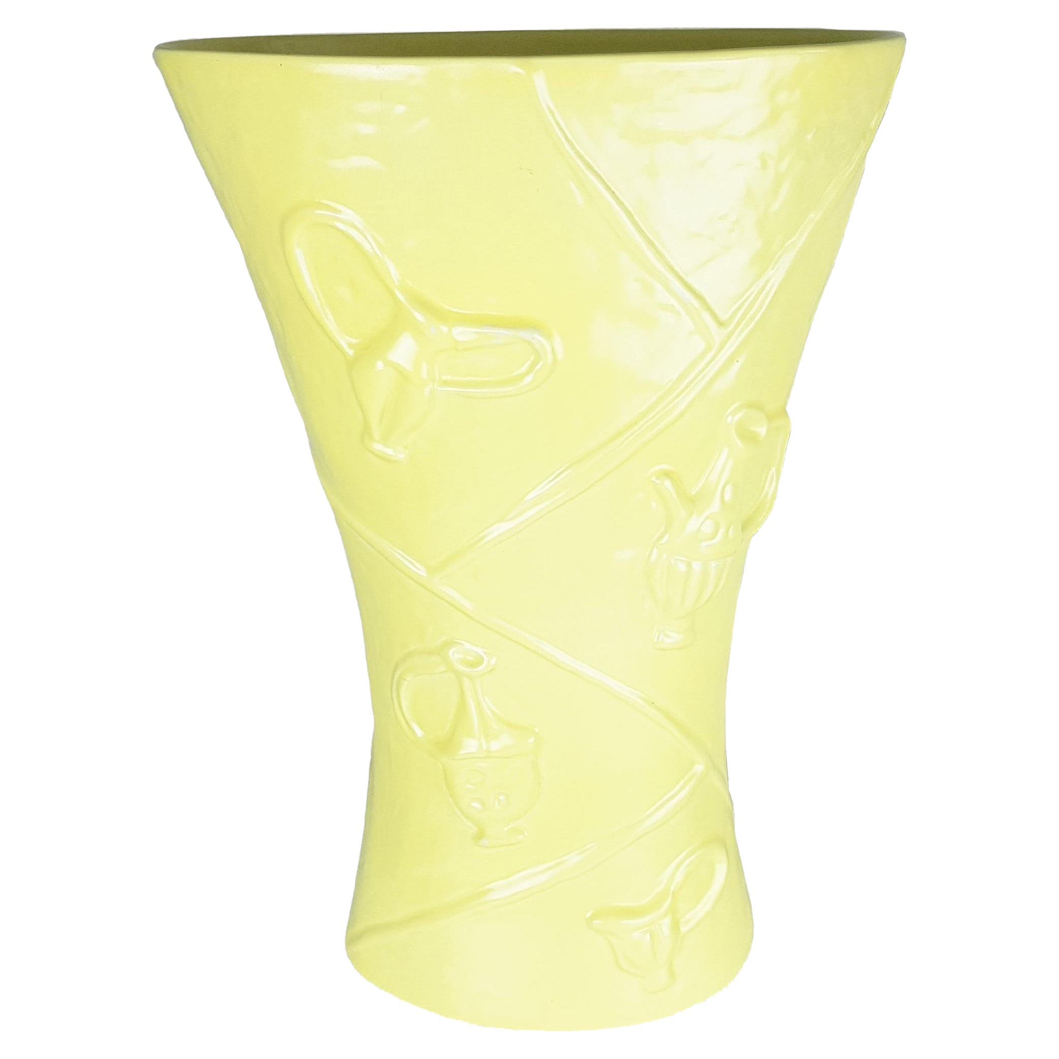 Yellow Ceramic Midcentury Umbrella Stand by Antonia Campi for S.C.I Laveno