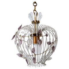 Vintage Lovely Mid-Century Modern Birdcage Pendant Lamp or Chandelier Germany 1950s