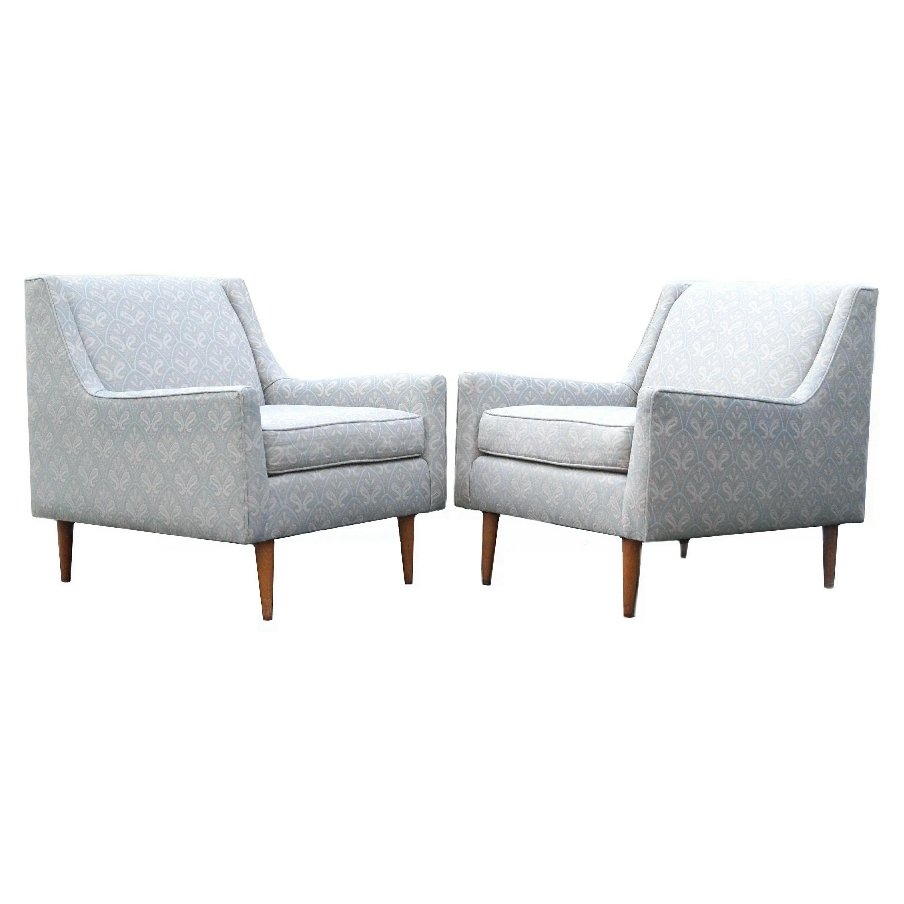 Pair of Aerodynamic 1950's Mid-Century Modern Club Chairs Edward Wormley Style For Sale