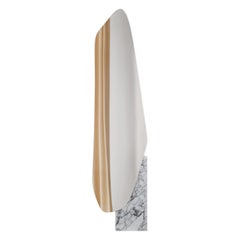 Modern Wall Mirror Lake 2 with White Marble Statuario Base by Noom