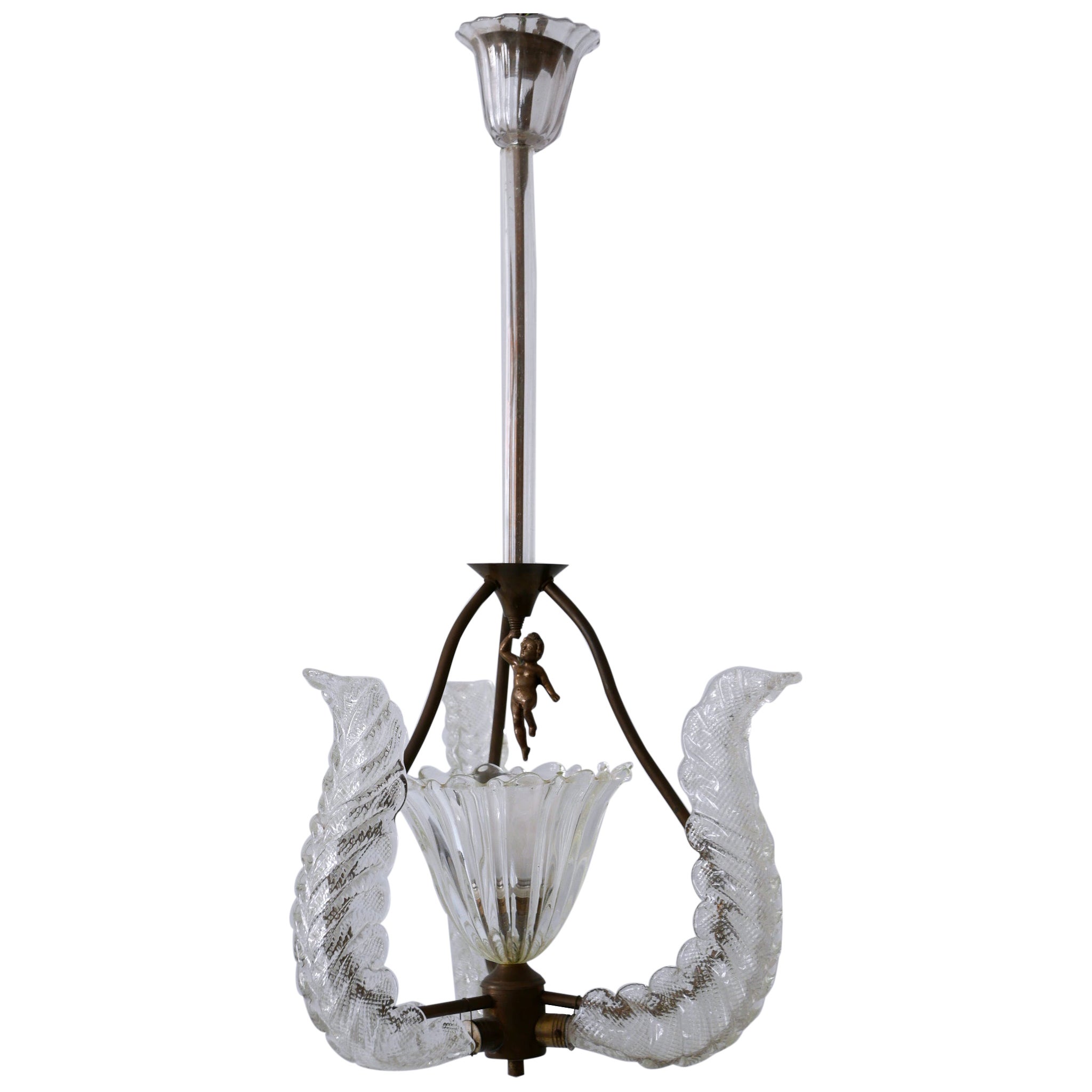 Rare Mid Century Modern Chandelier or Pendant Lamp 'Putti' by Barovier & Toso For Sale
