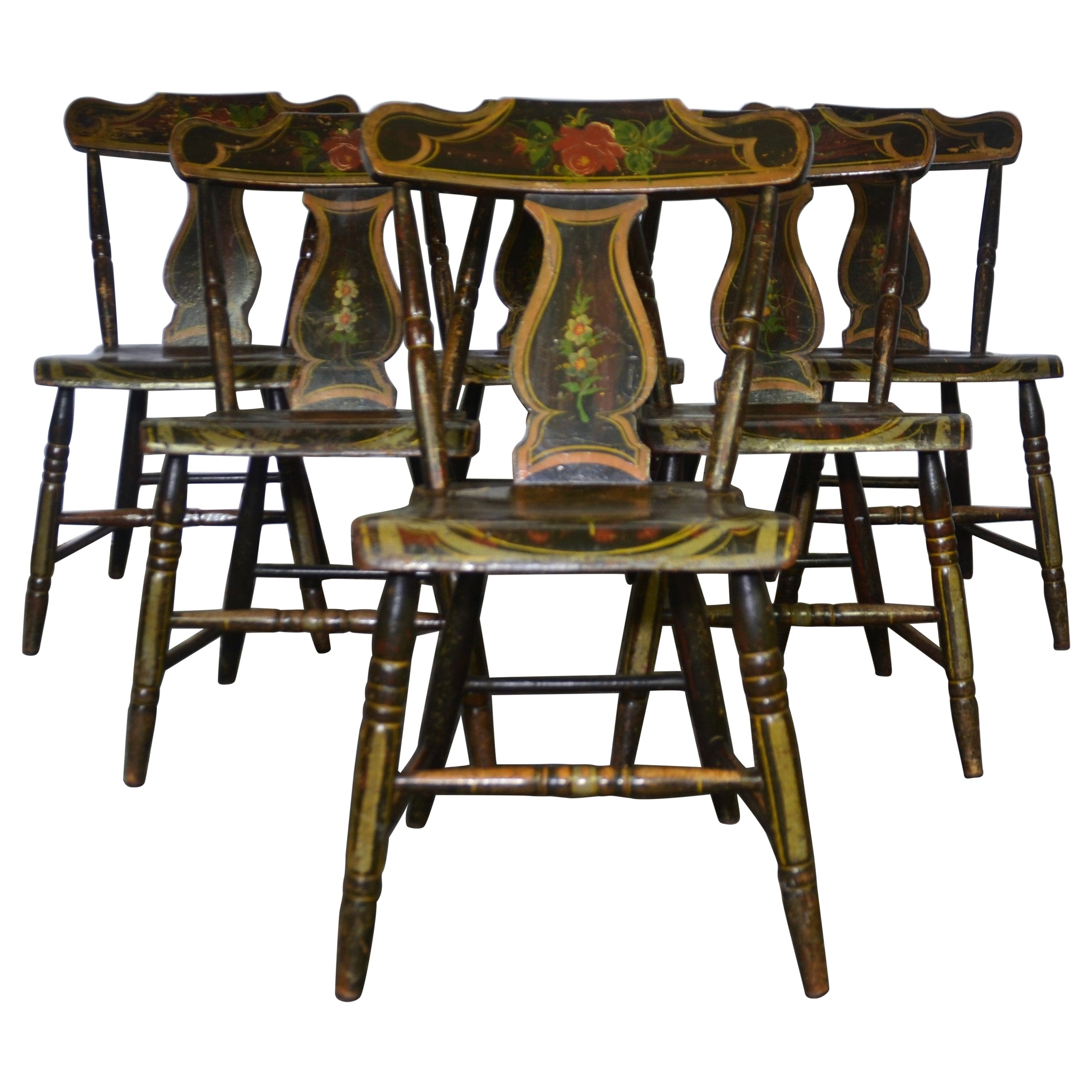 19th Century American Hitchcock Chairs Set of 6 For Sale