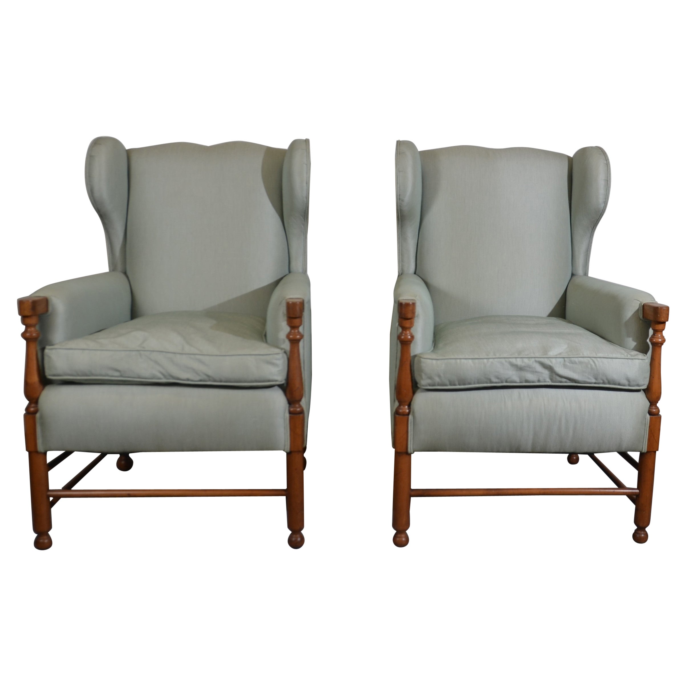 French Style Wing Back Chairs Set of 2