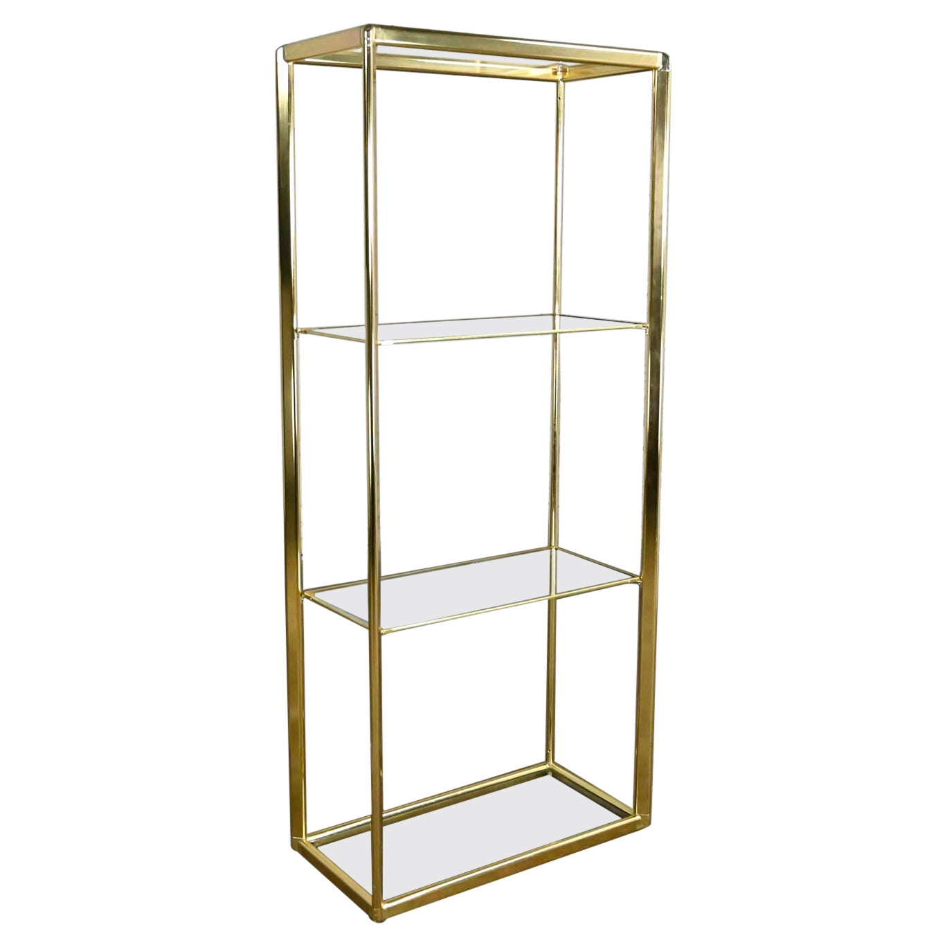 Vintage Modern Brass Plate & Glass Etagere Style DIA Design Institute of America For Sale