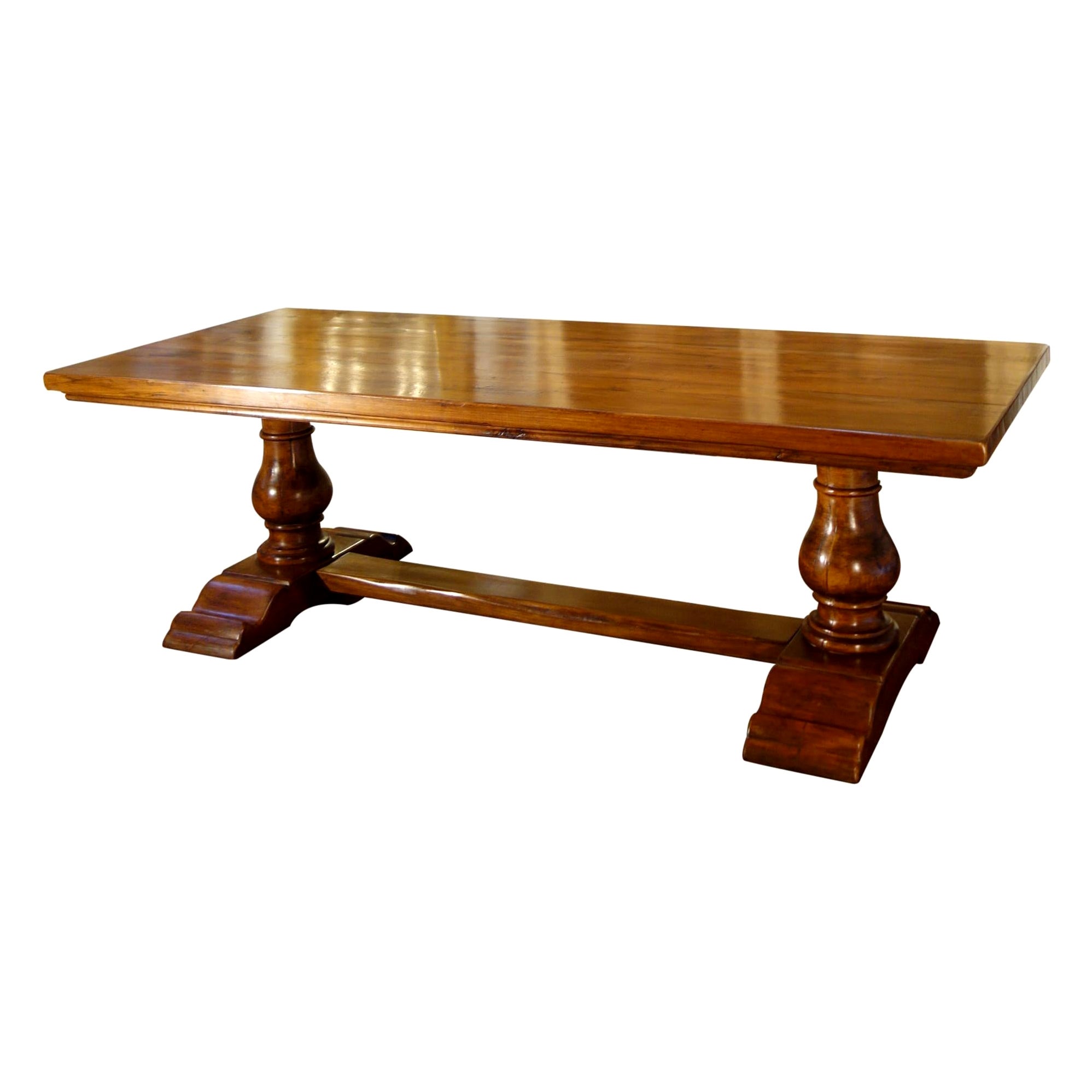 18th C Style BOCCI Solid Italian Walnut Trestle Dining Table In-Stock