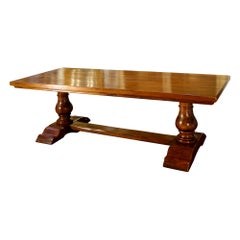 18th C Style BOCCI Solid Italian Walnut Trestle Dining Table In-Stock