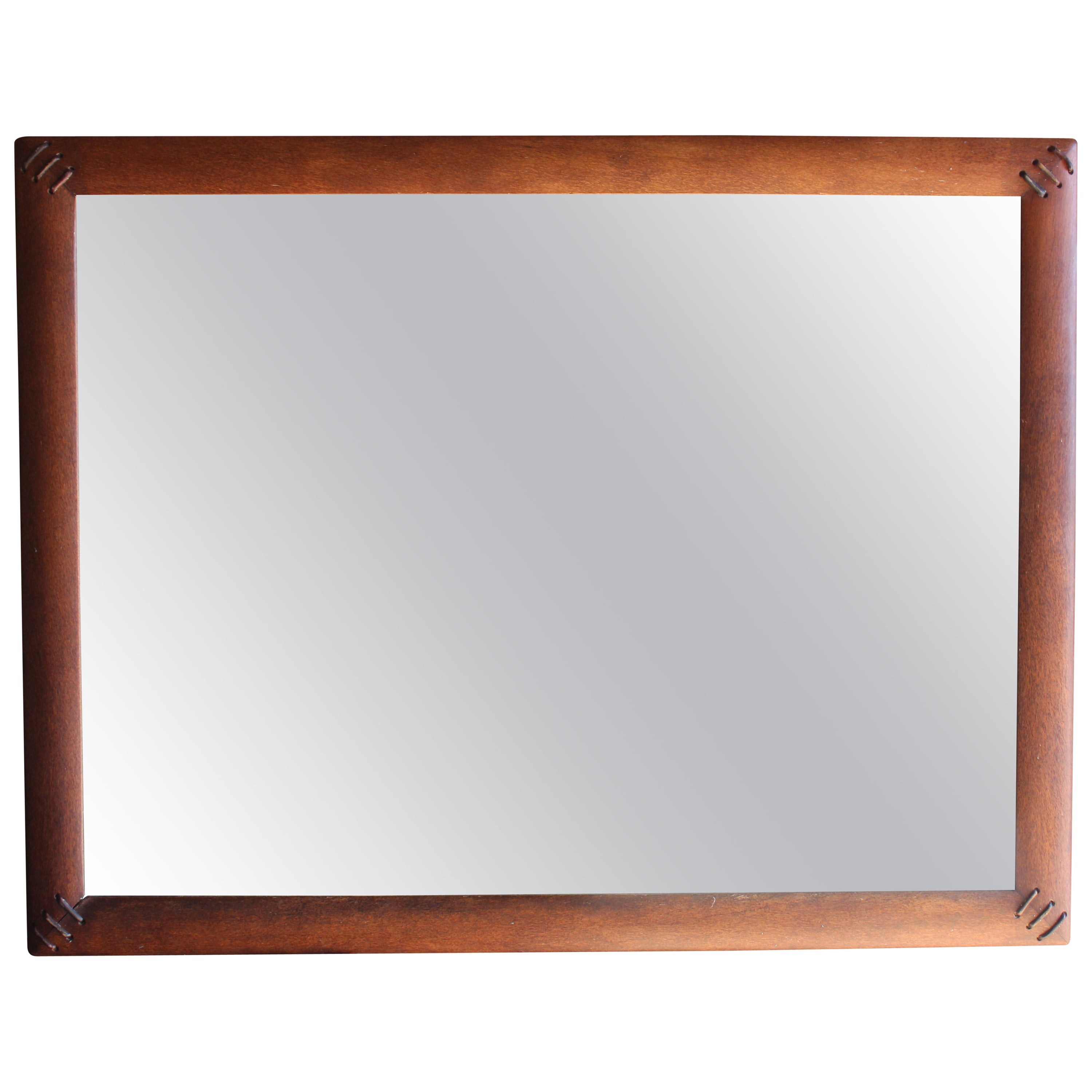 Palmwood & Leather Mirror by Pacific Green, Australia, 1990s