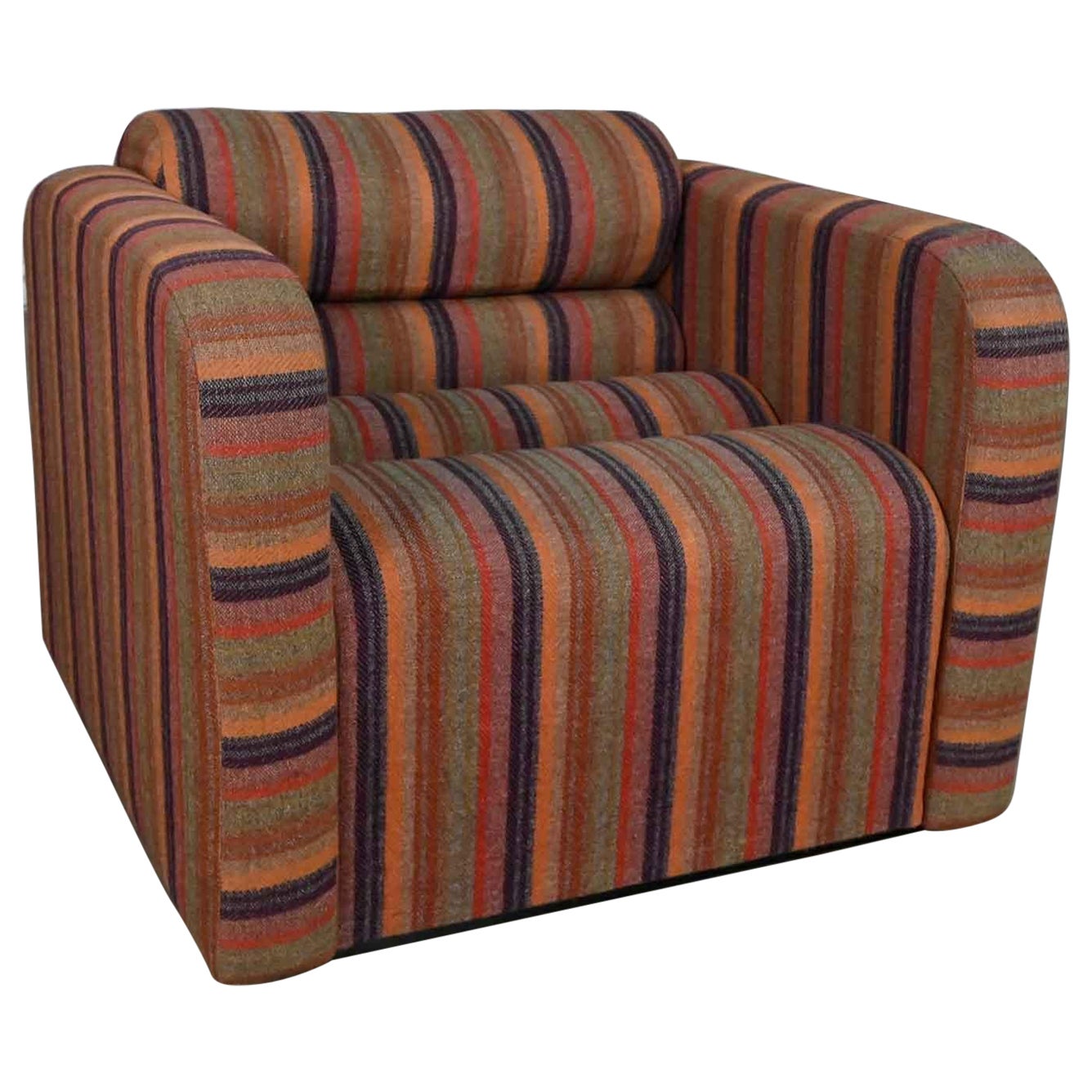 Mid-Century Modern to Post-Modern Purple Striped Multi-Piece Modular Club Chair For Sale