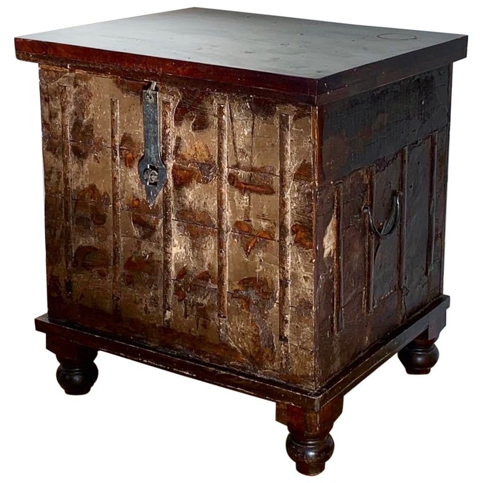 Rustic Gothic Mango Wood Chest with Iron Hardware, 20th Century For Sale