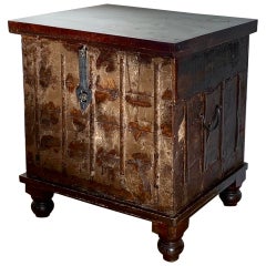 Vintage Rustic Gothic Mango Wood Chest with Iron Hardware, 20th Century