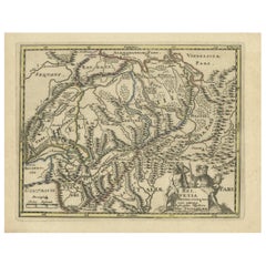 Genuine Antique Engraved Map of Helvetia or Switzerland, 1729