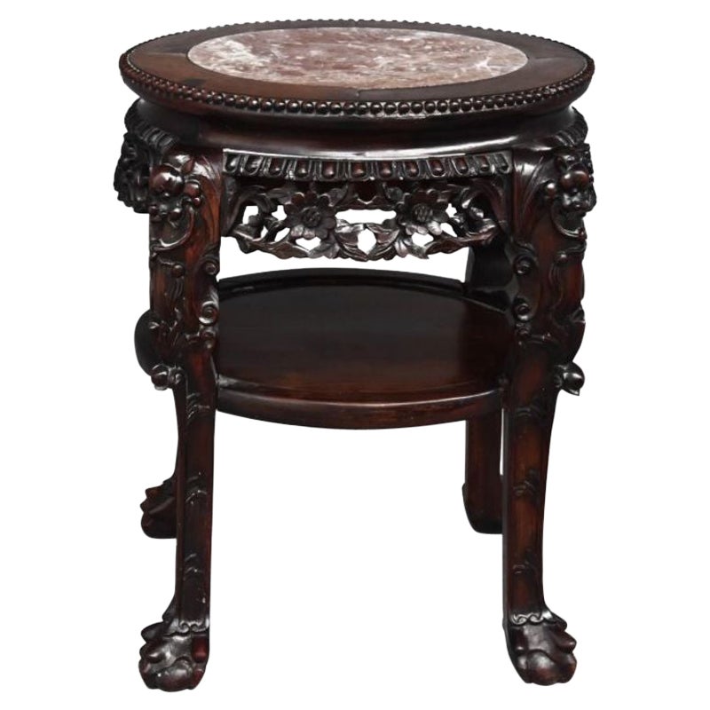 Indochinese Stand in Ironwood and Marble Top, 19th Century