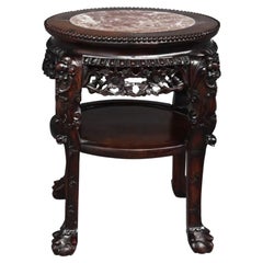 Antique Indochinese Stand in Ironwood and Marble Top, 19th Century