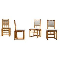 Set of 4 Rattan dining chairs, 80s