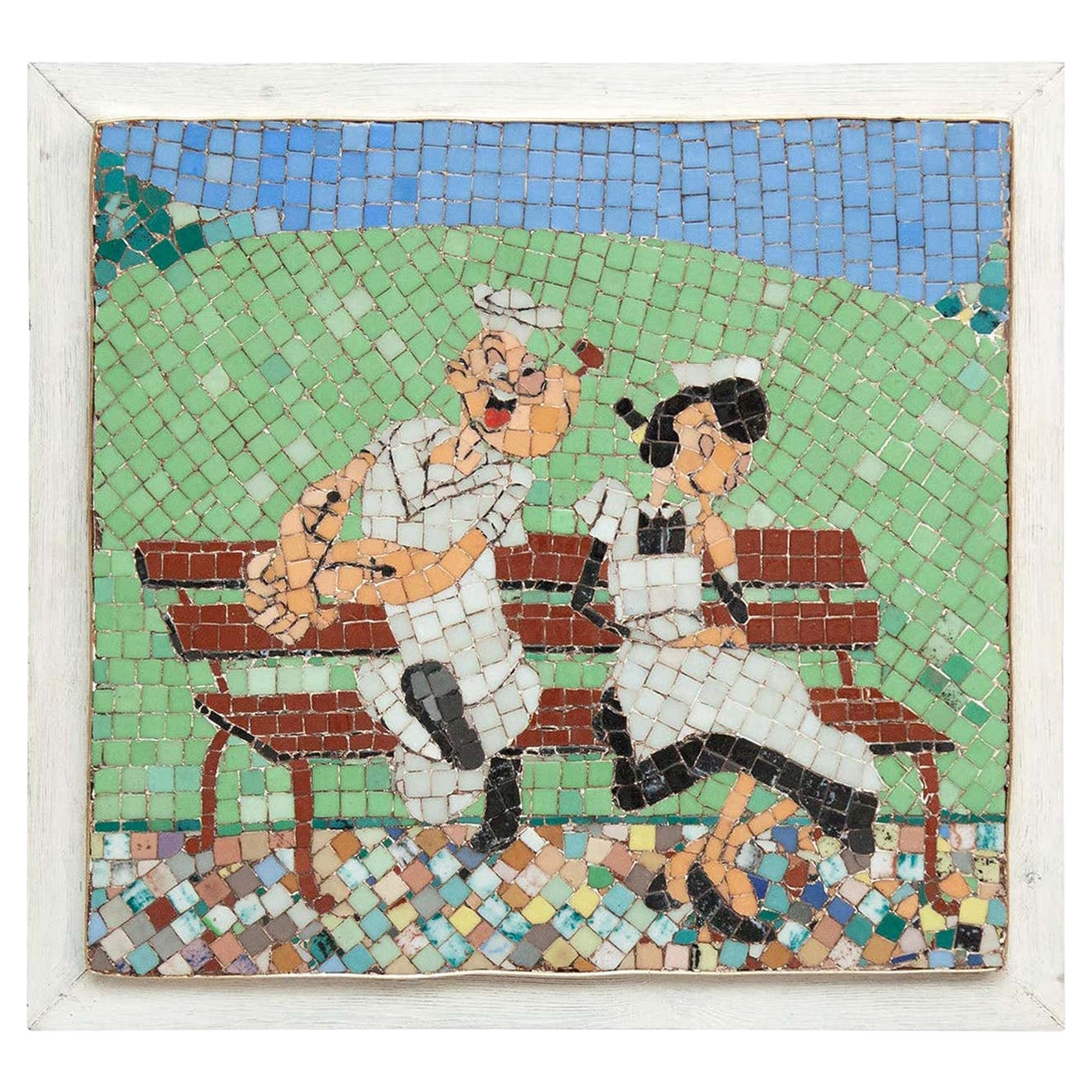 Mosaik-Kunstwerk Popeye und Olivia, um 1970 im Angebot