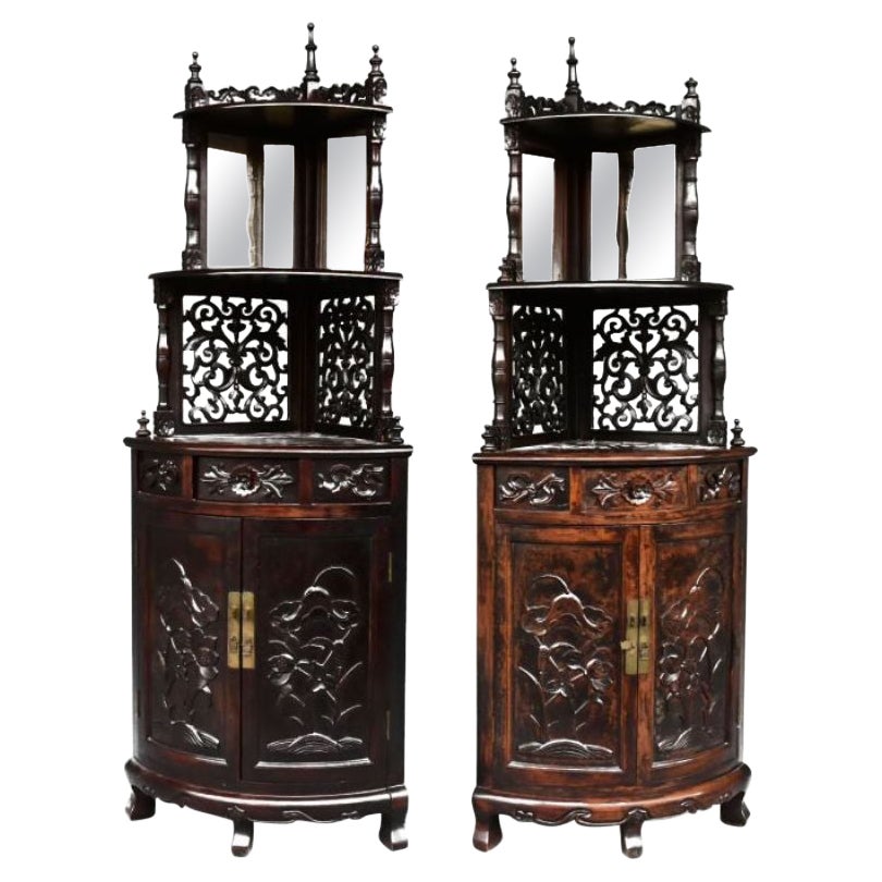 Pair of Art Nouveau Carved Corners Around, 1900 For Sale