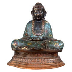 Cloisonne Bronze Buddha on Base