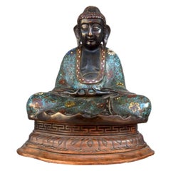 Bouddha en bronze cloisonné sur base