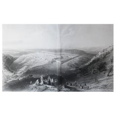 Large Original Antique Print of Jerusalem, Israel, circa 1850