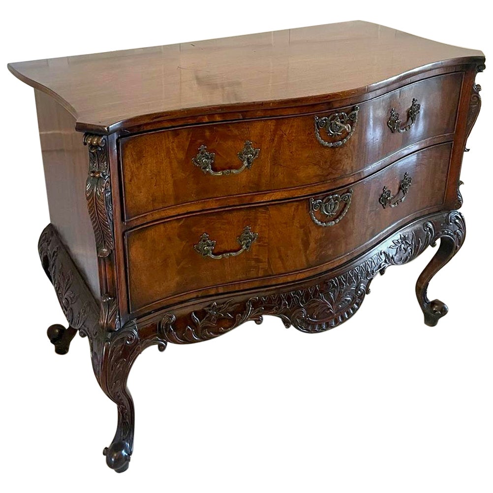 Outstanding Quality Antique Figured Mahogany Serpentine Shaped Chest of Drawers