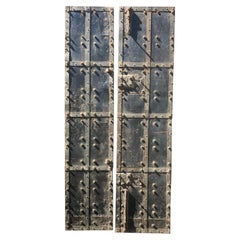 Double Prison Door in Wood and Iron, Nails & Bolts, 19th Century Italy