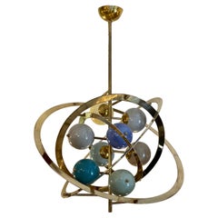 Vintage Murano Pastel Glass Sphere Chandelier, Ellipctical Shaped, 1970