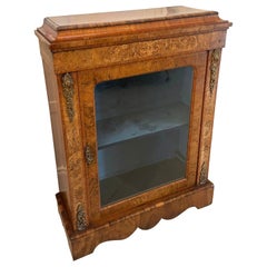 Antique Victorian Quality Burr Walnut Floral Marquetry Inlaid Side Cabinet
