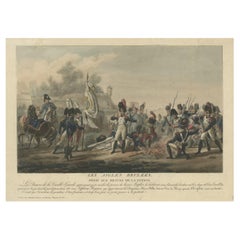 Old Engraving of the National Guard of Napoleon, Drinking Ashes of Eagles, 1815