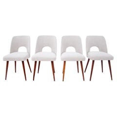 Set of four beige midcentury Vintage chairs, Poland, 1960s.